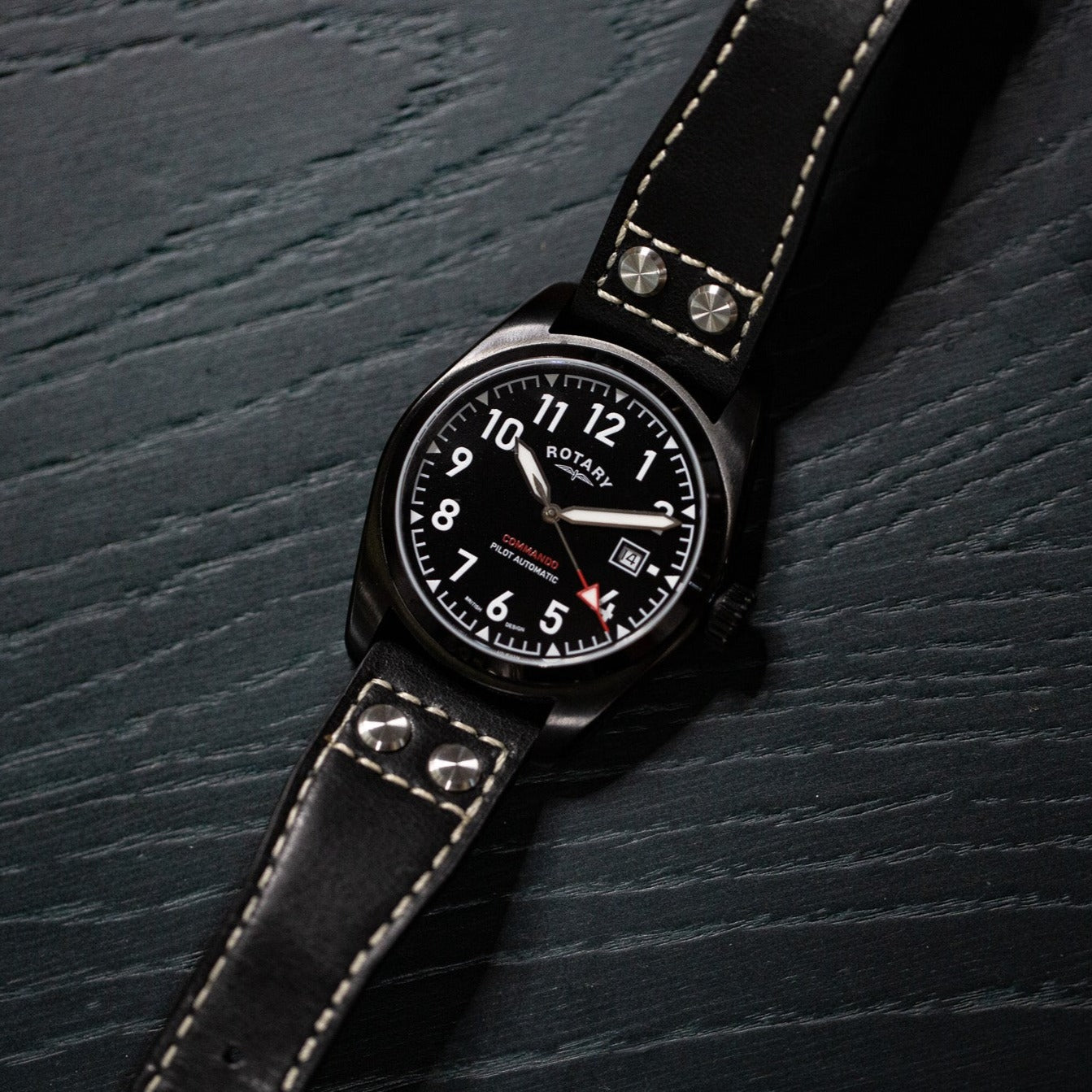 Rotary RW 1895 Pilot Automatic Black Edition Watch - GS05474/19