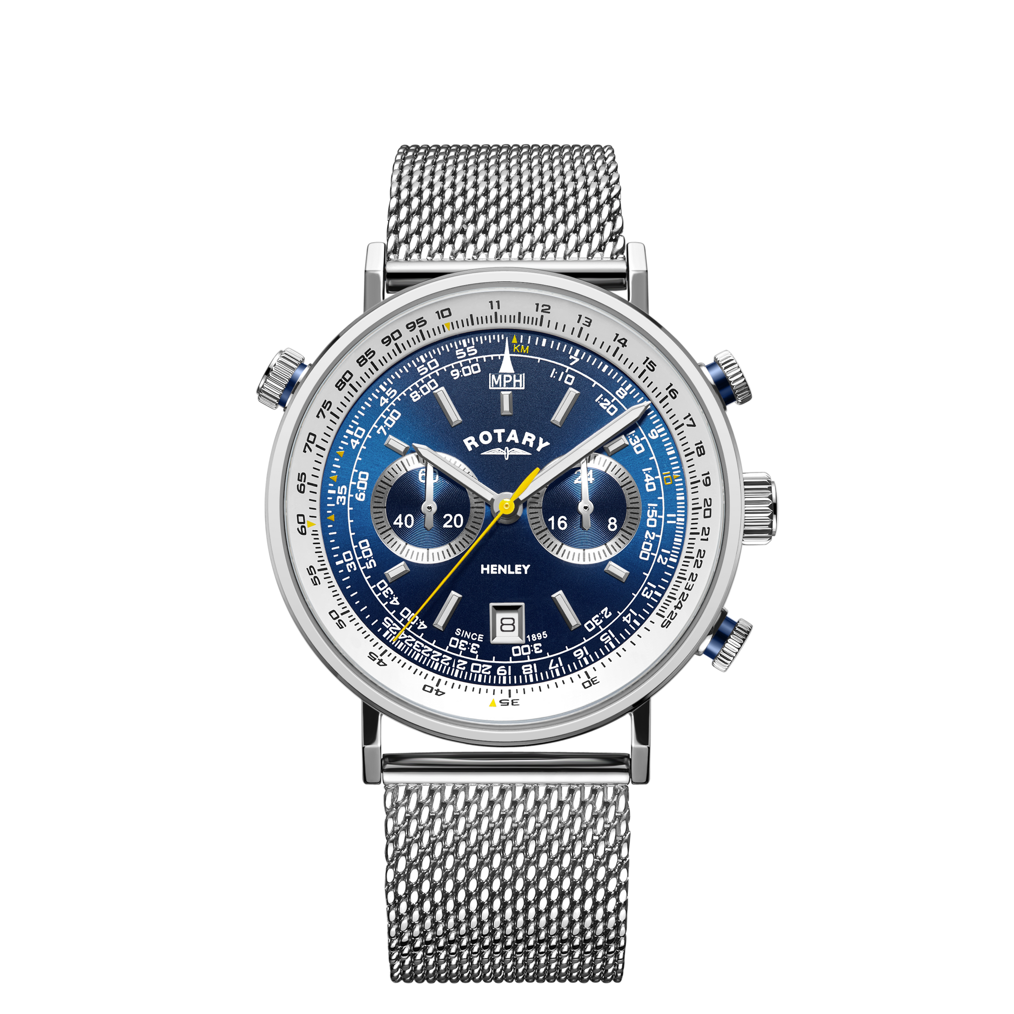Rotary men's stainless steel pilot style chronograph watch discount