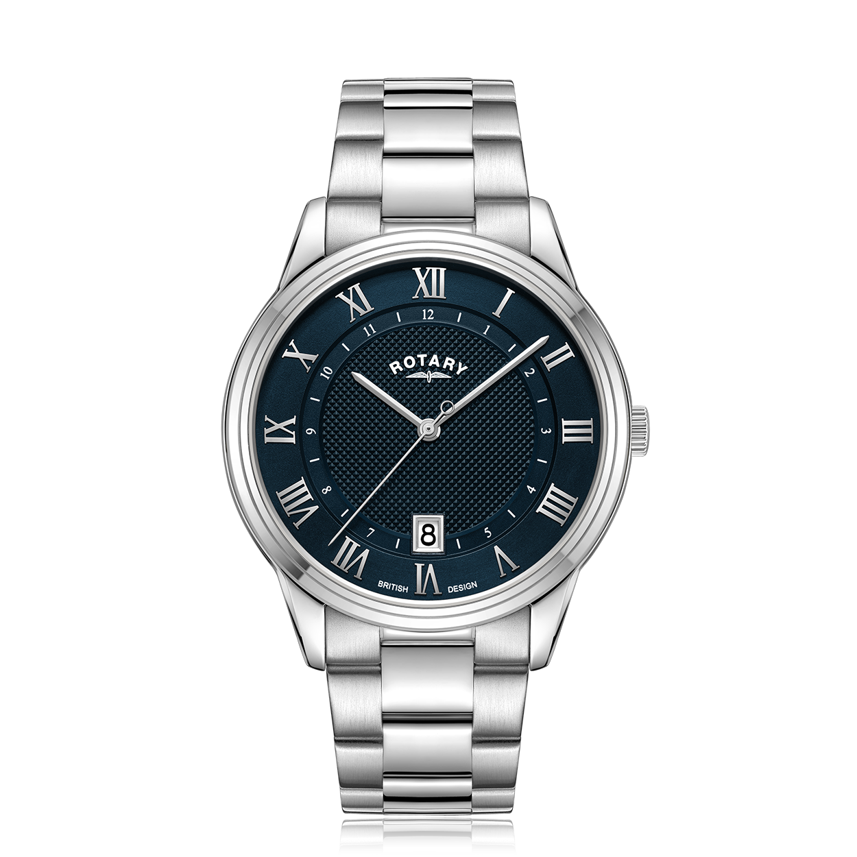 Rotary Henley GB05296-05 Orologio Uomo GMT, Quadrante Blu, Cassa 40mm Acciaio E PVD Oro