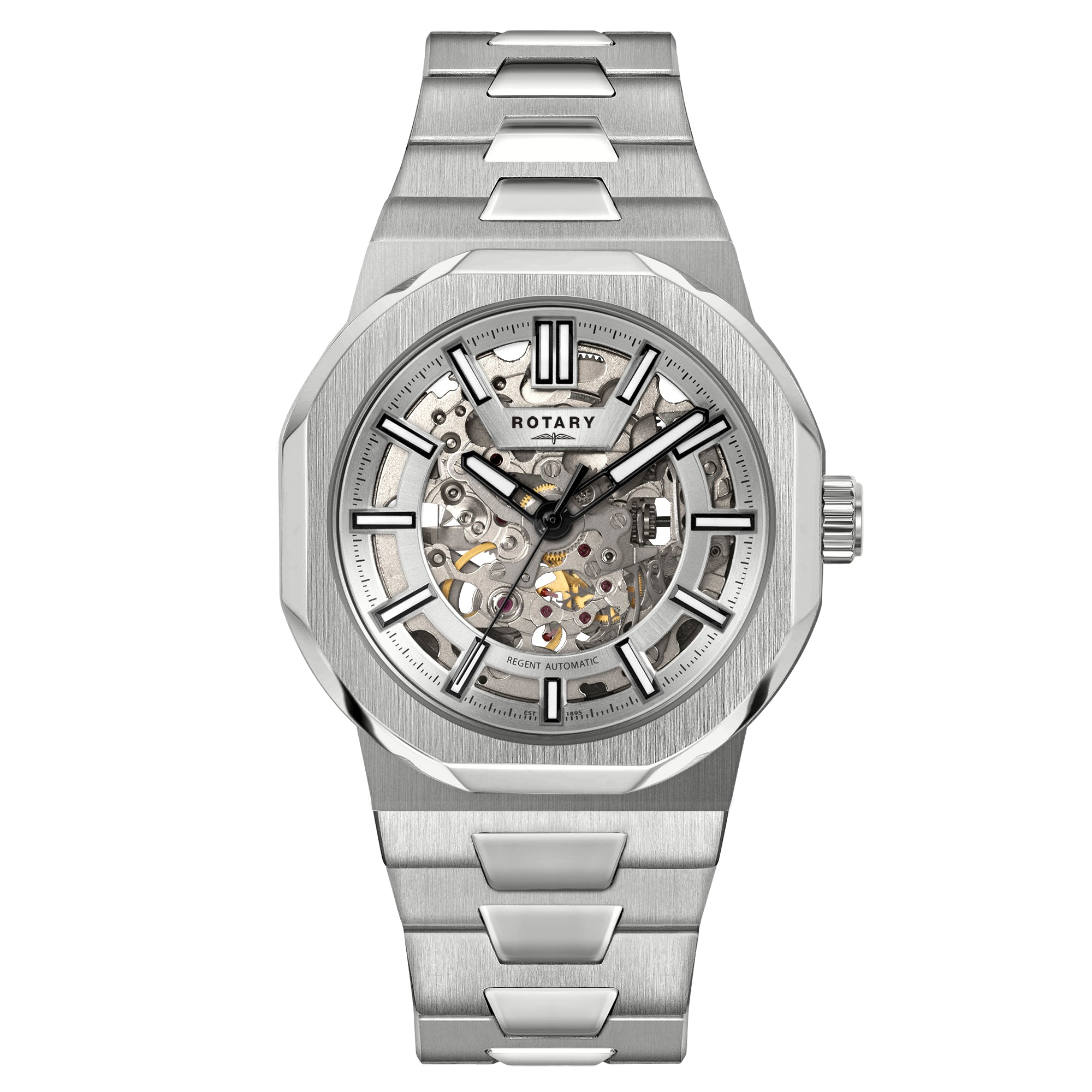 Rotary Regent skeleton watch in silver