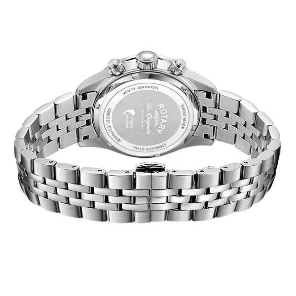 Rotary chronograph watch with a stainless steel case and bracelet