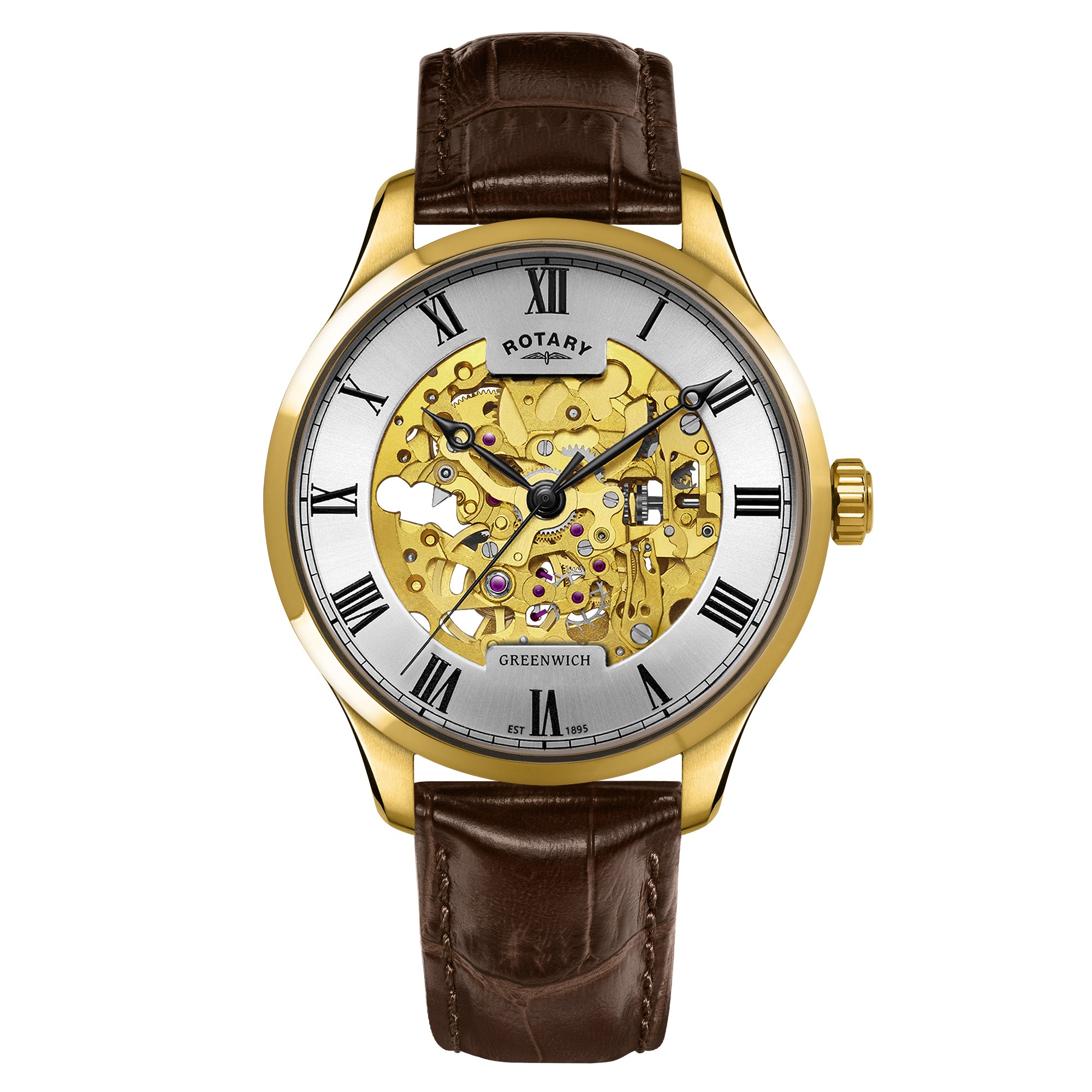 Rotary Mens Greenwich Automatic Watch with Skeleton Dial GB02940/06 並行輸入品
