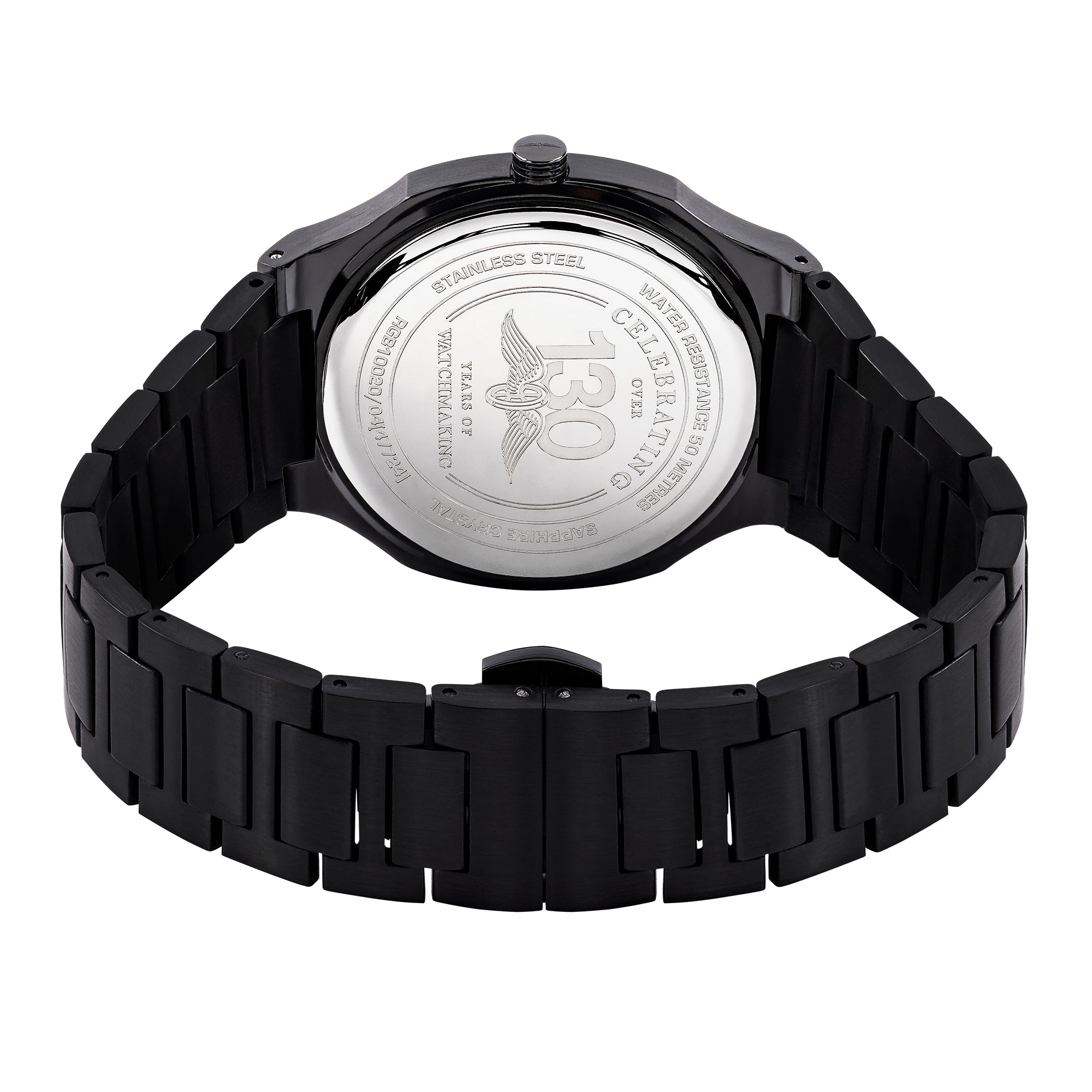Black Rotary watch with visible brand logo on a white background