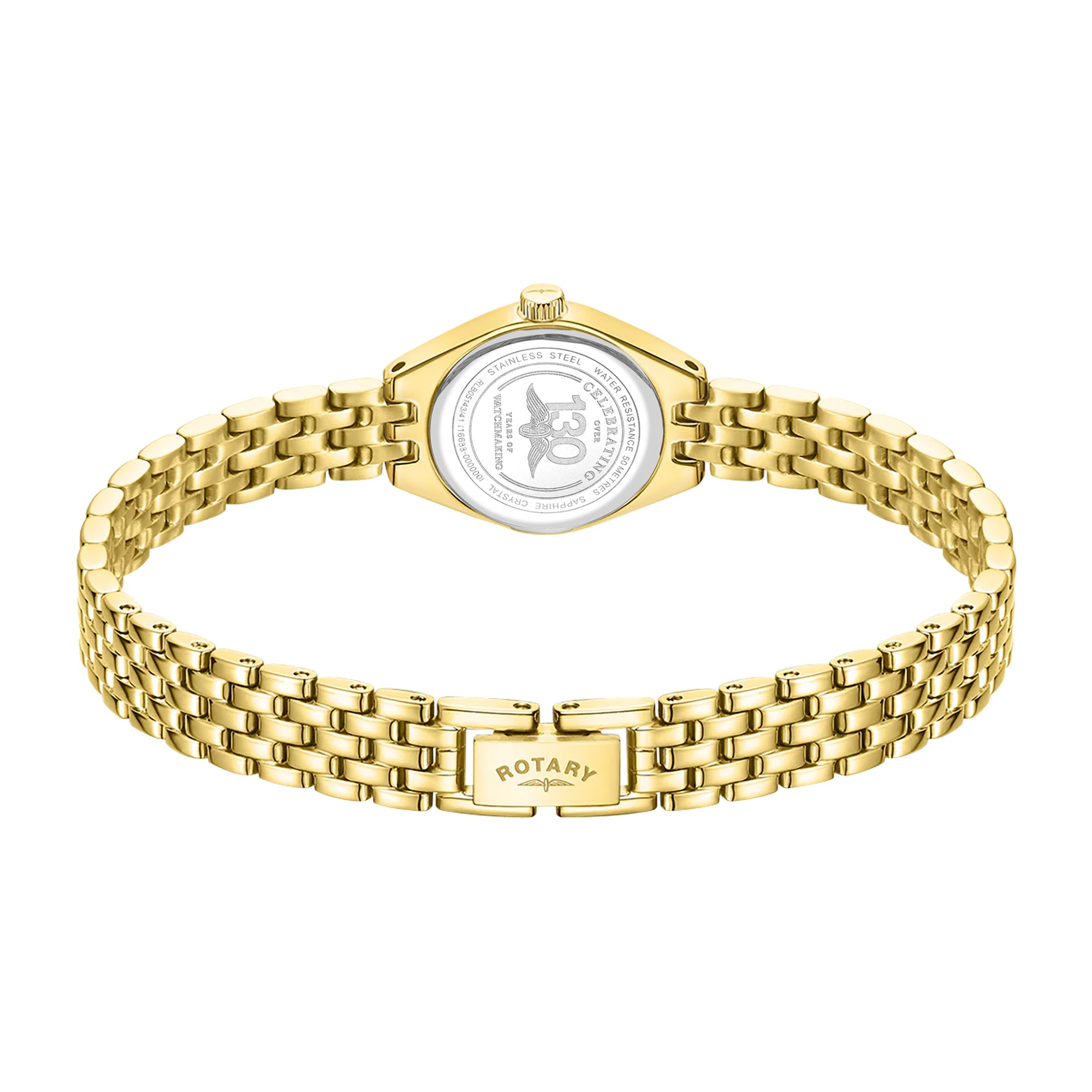 Gold Rotary wristwatch with a visible brand logo on a white background