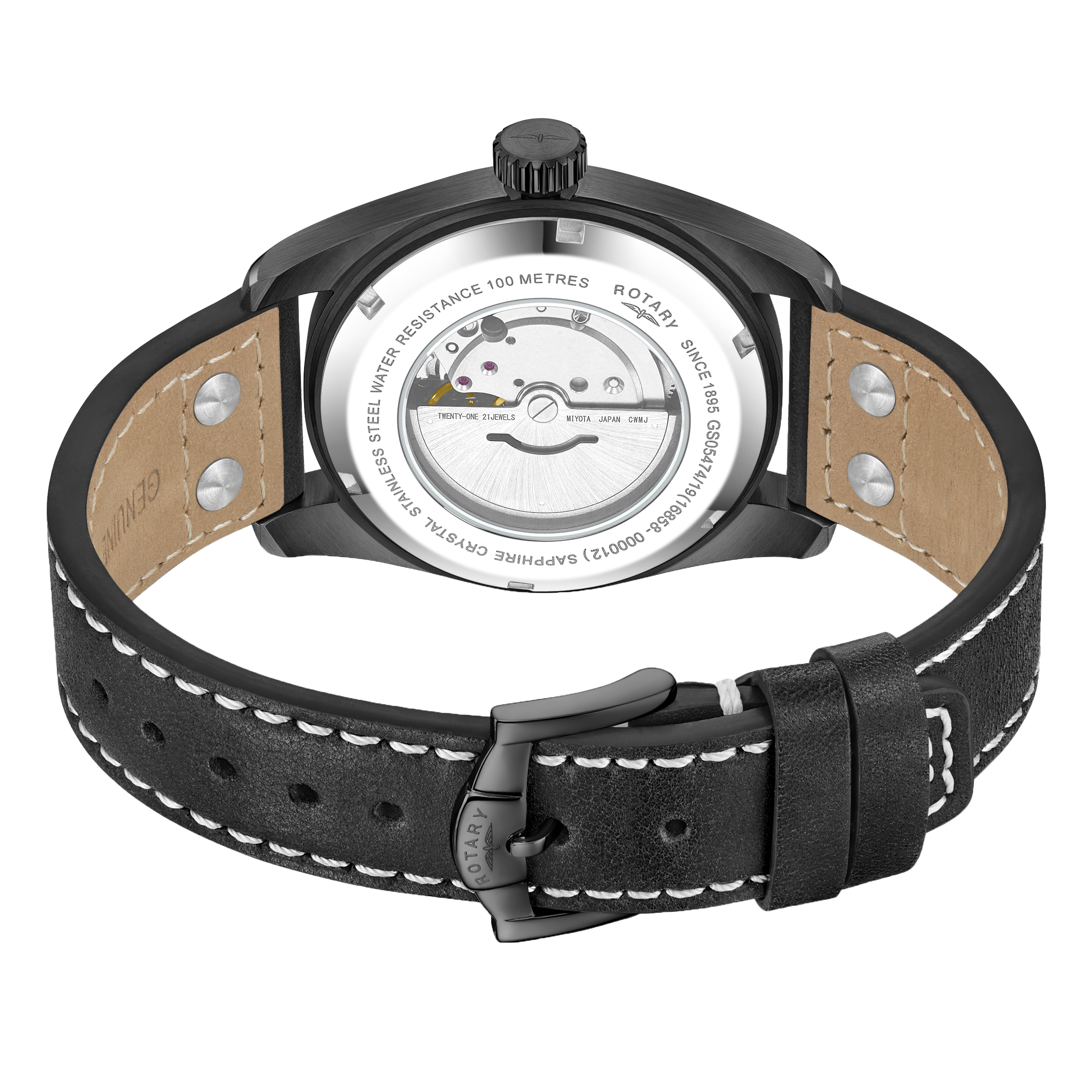 Rotary RW 1895 Pilot Automatic Black Edition Watch - GS05474/19