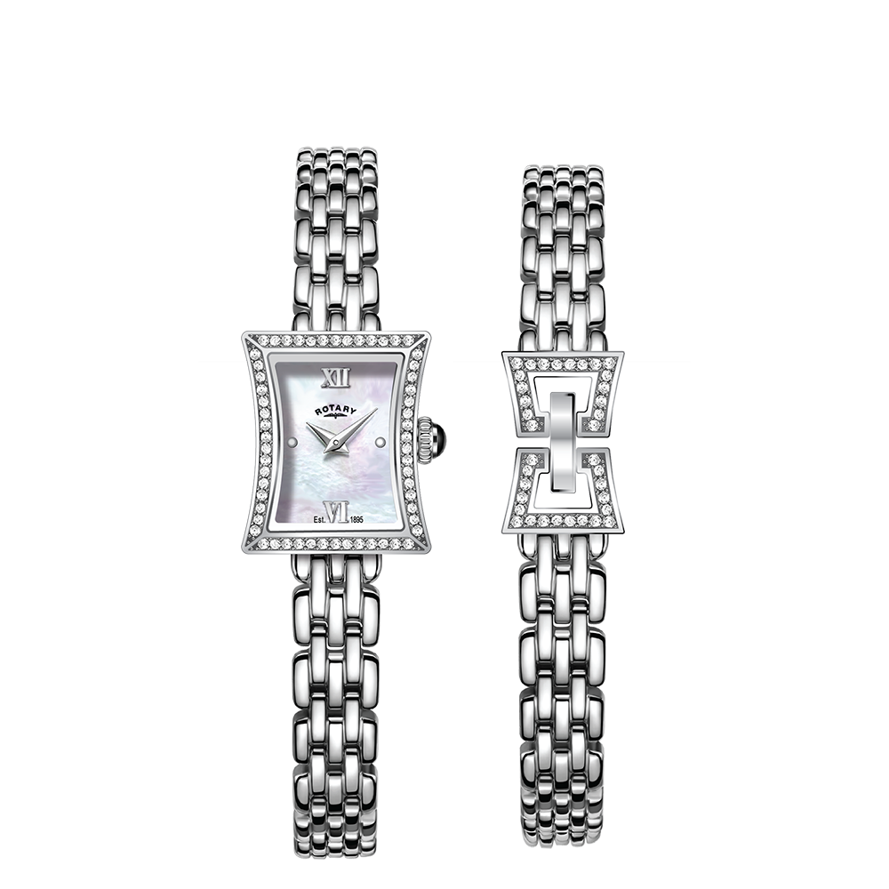Ladies silver watch and bracelet set clearance
