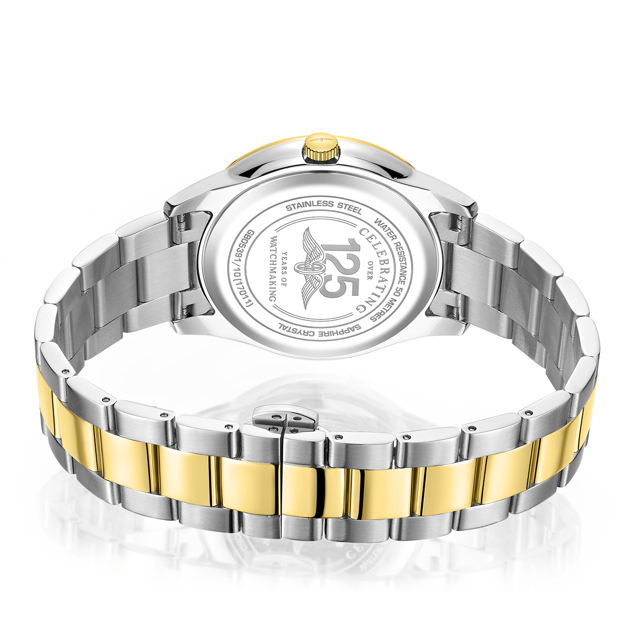 Rotary watch in two tone stainless steel and gold