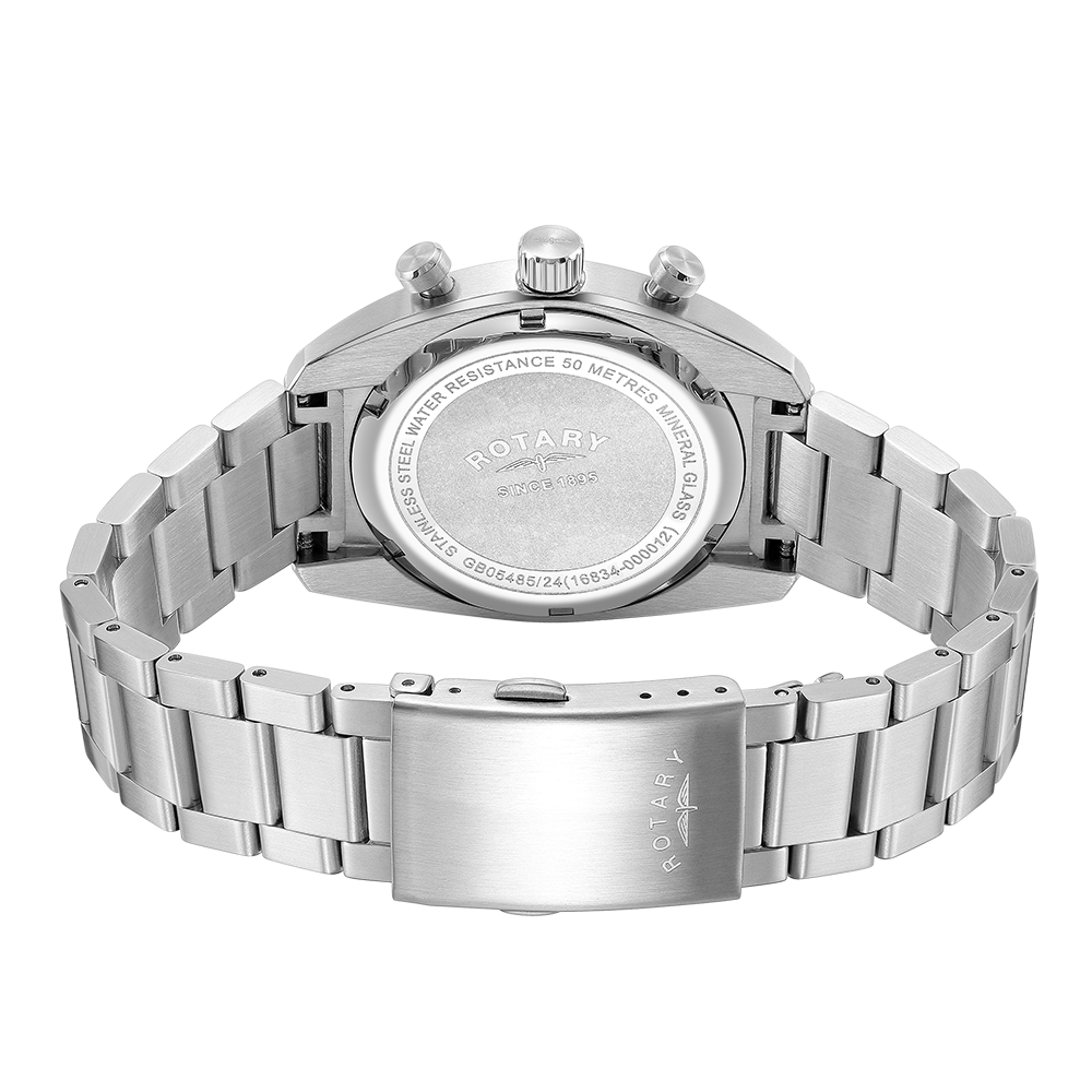 Rotary mans chronograph watch with a stainless steel case and bracelet