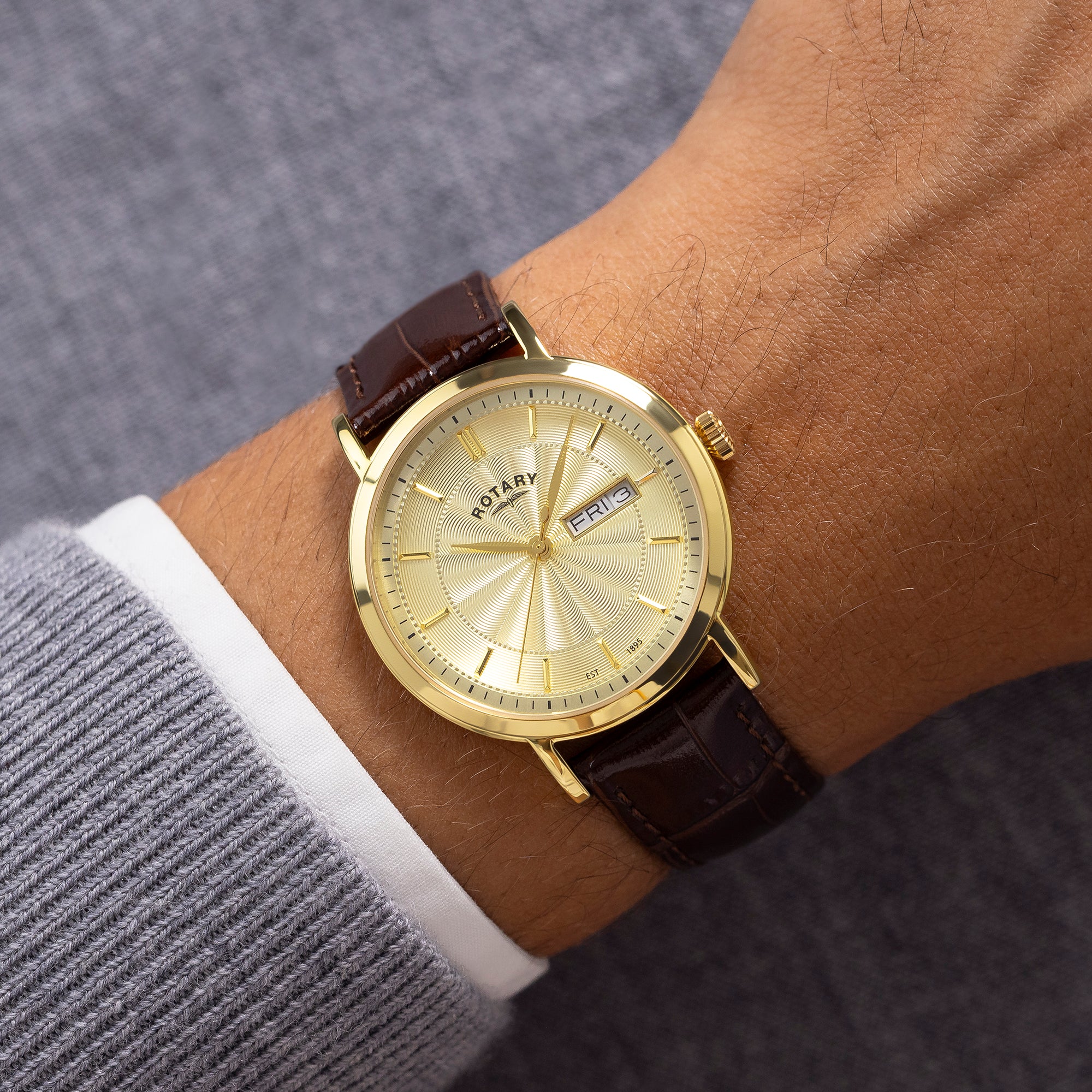 Rotary Heritage Champagne Guilloché Dial Watch - GS05423/03