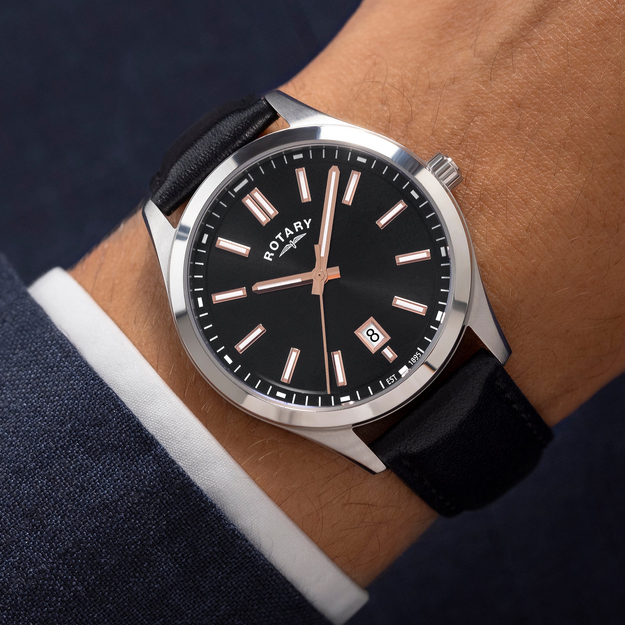 Rotary Heritage Black Dial Watch - GS05520/04