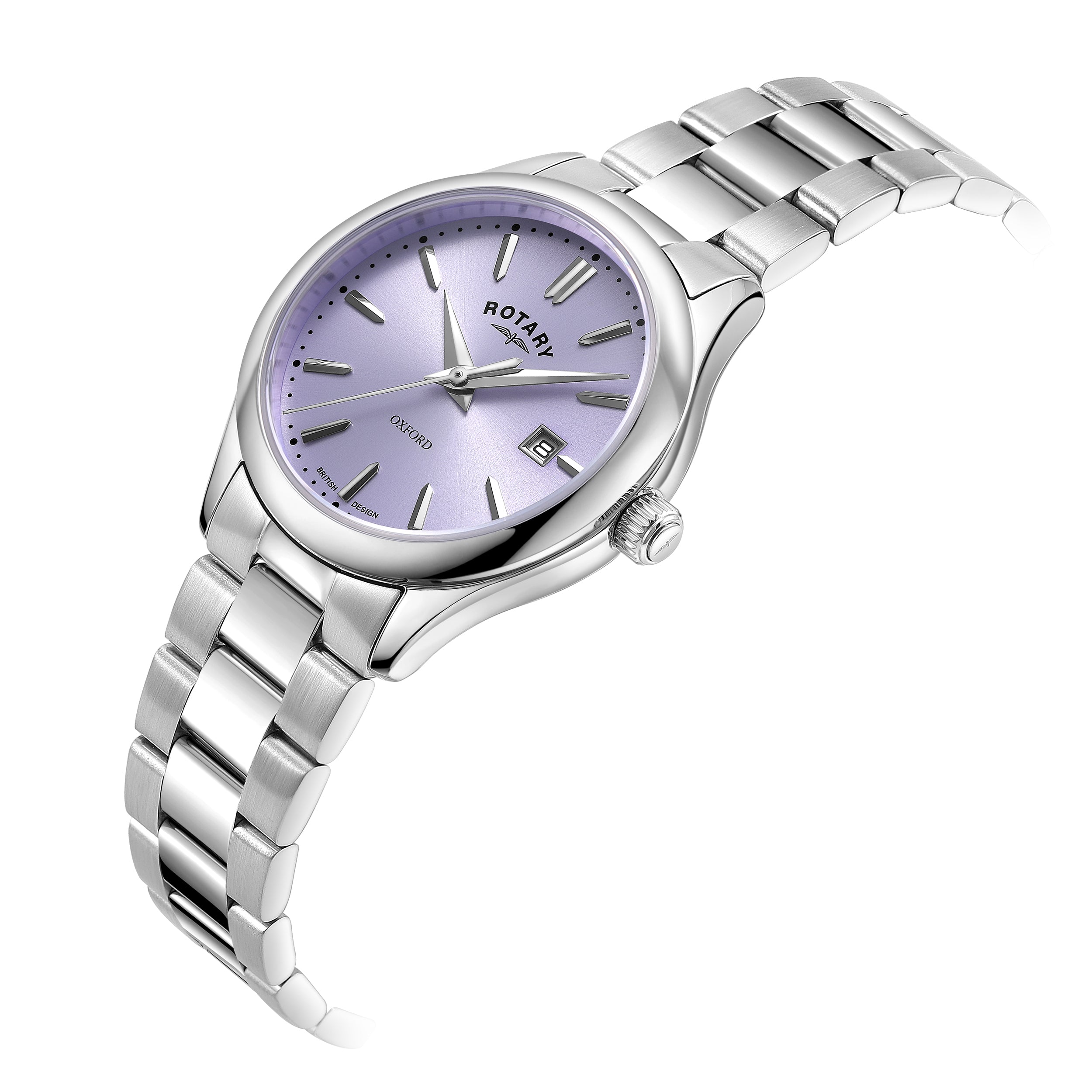 Rotary ladies stainless steel watch with a purple dial