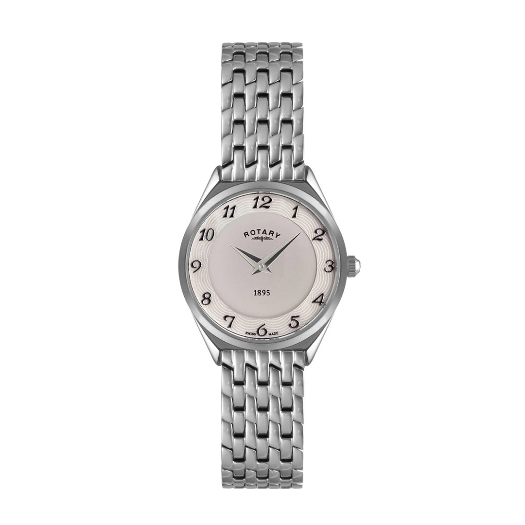 rotary ladies watch in stainless steel with a white dial