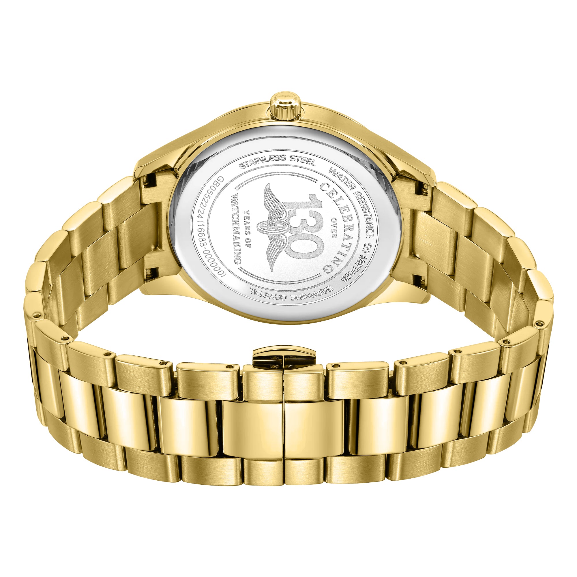 Gold Rotary  watch with brand logo on a white background