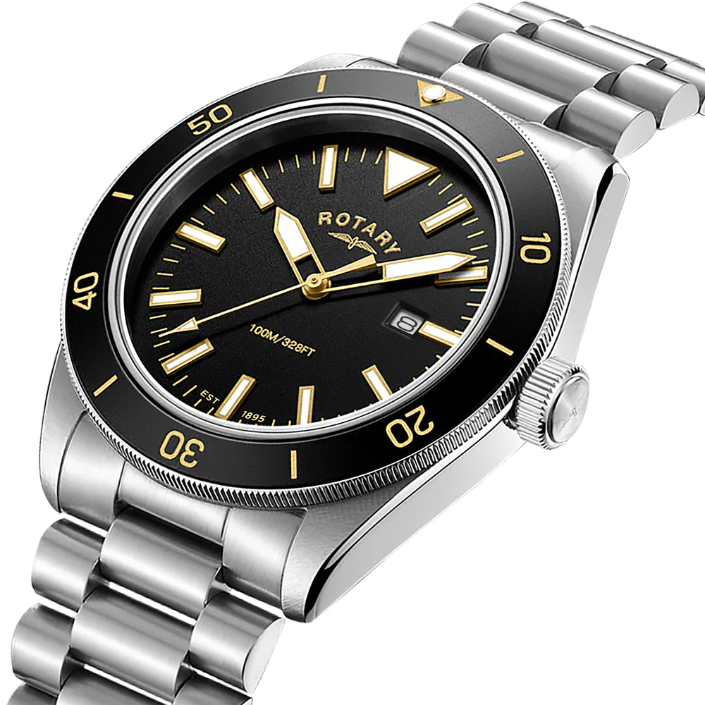 Rotary Apex100 Black Dial Watch - RGB10001/06