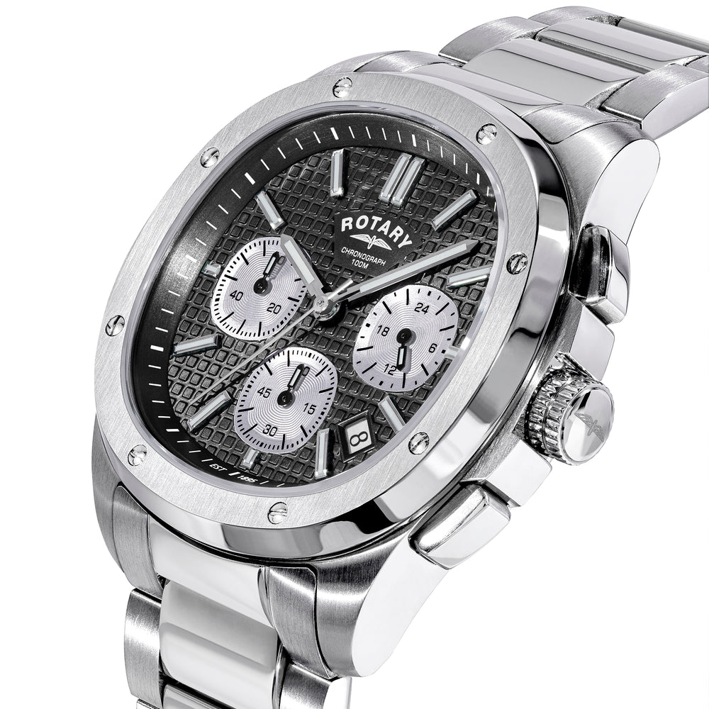 Rotary Apex100 Chronograph Black Dial Watch - RGB10027/04