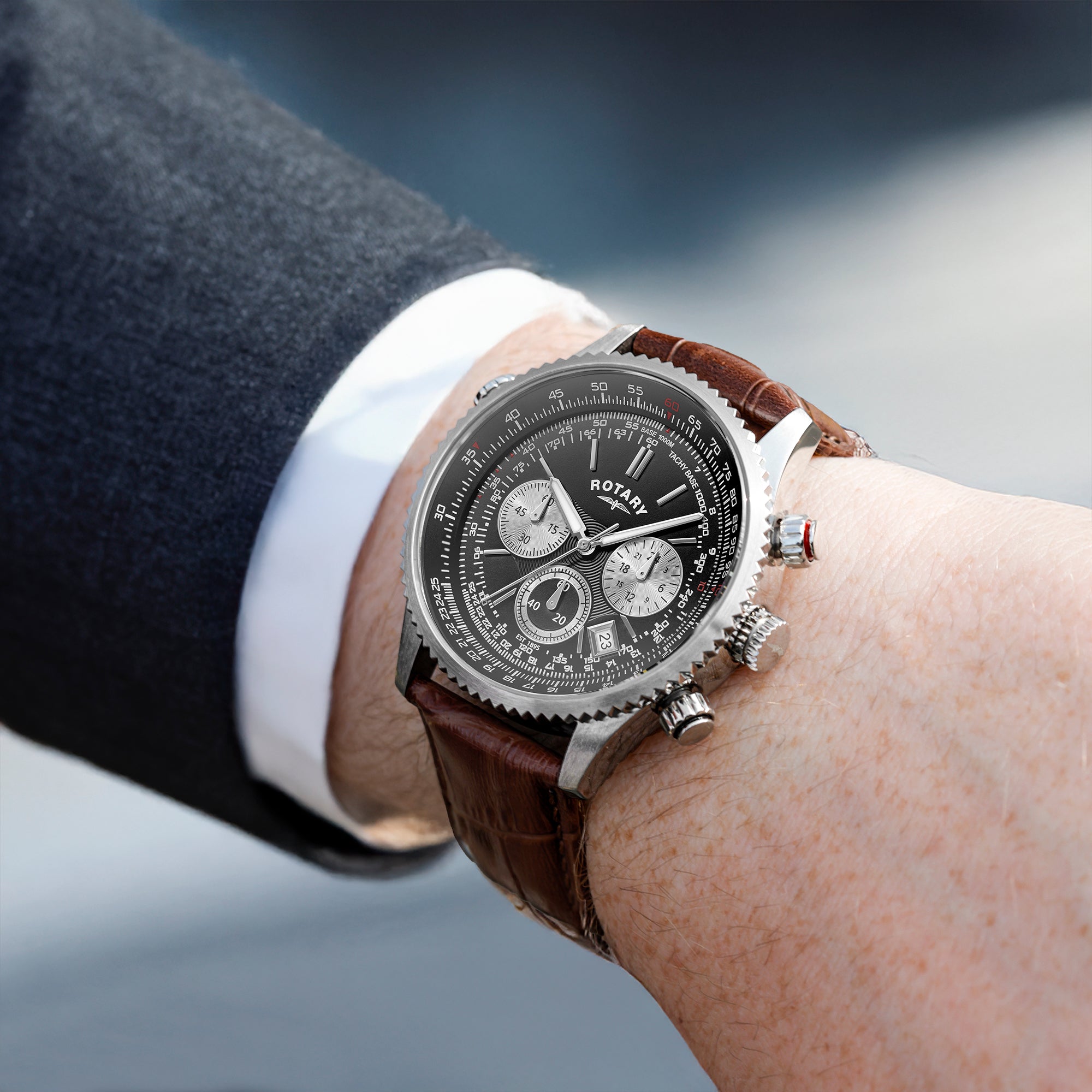 Rotary Pilot Chronograph Black Dial Watch - RGS00100/04