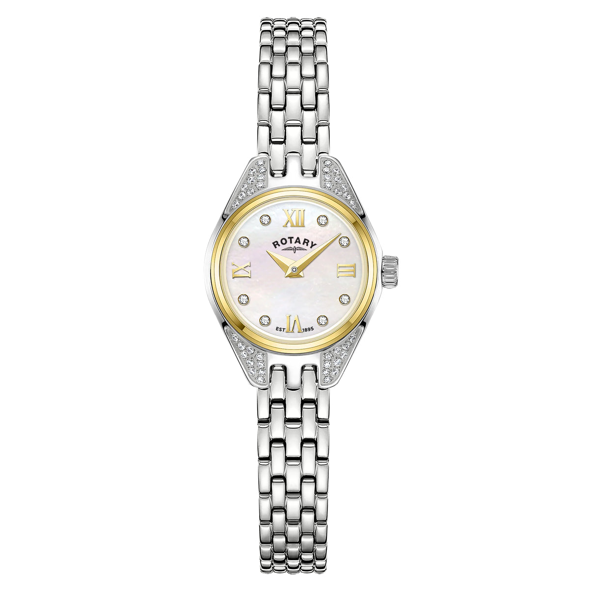 Beautiful Rotary Brand Womens Watch Silver & Gold Tone With Mother Of Pearl Face Ladies Rotary Stainless Steel Mother of Pearl & Stone-set  main image 3