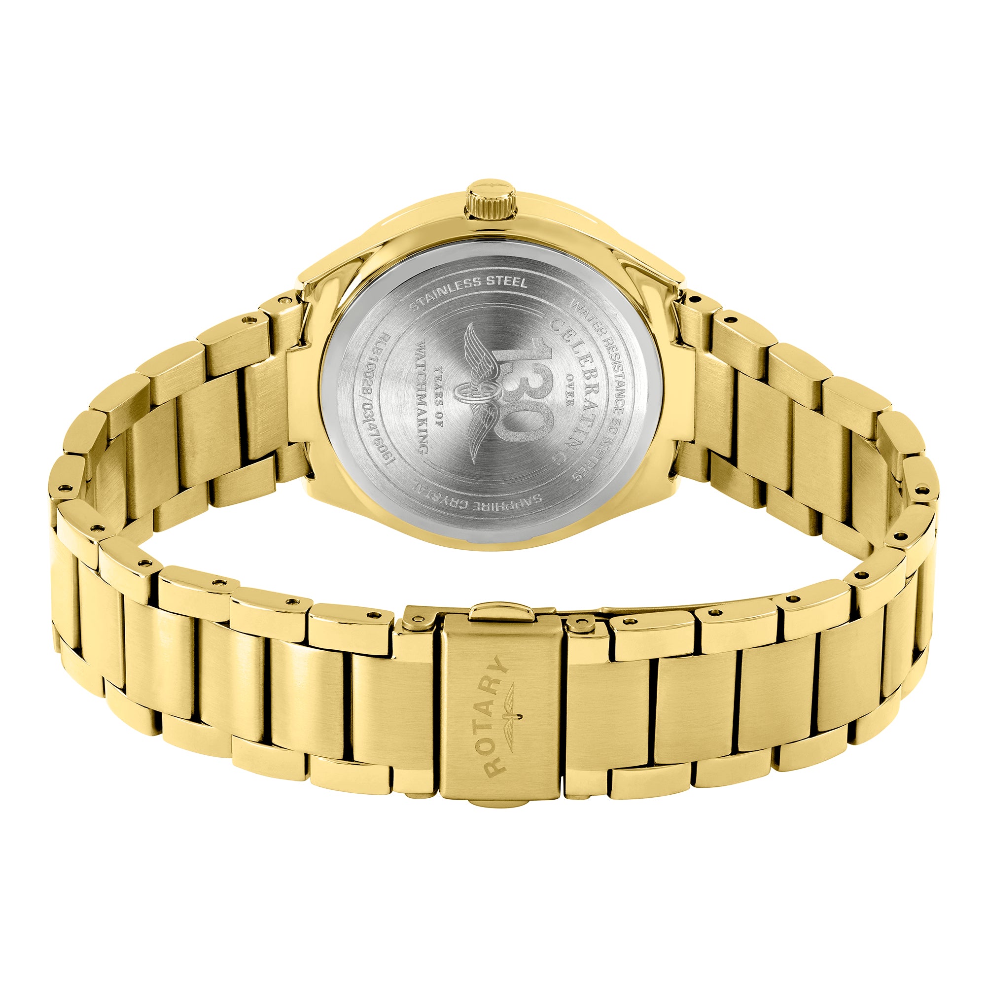 Gold Rotary brilliance watch with a visible brand logo on a white background