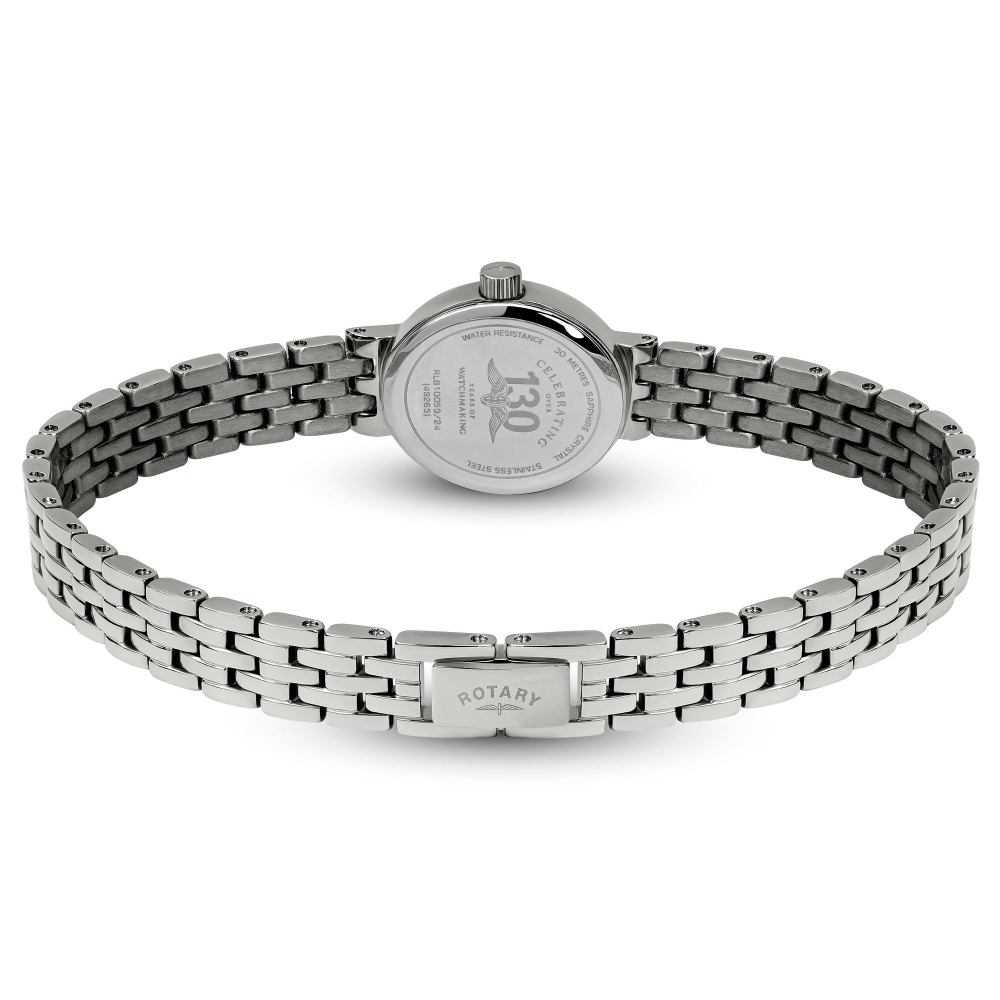 Silver Rotary cocktail watch with a stainless steel bracelet on a white background