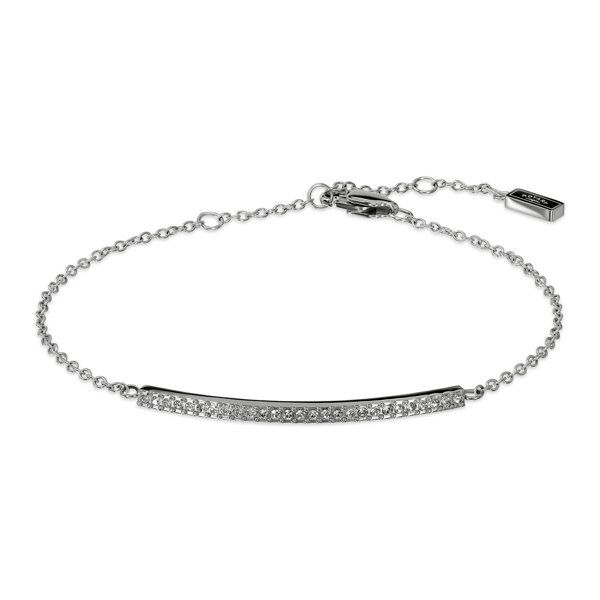 Rotary stainless steel bracelet with gem setting