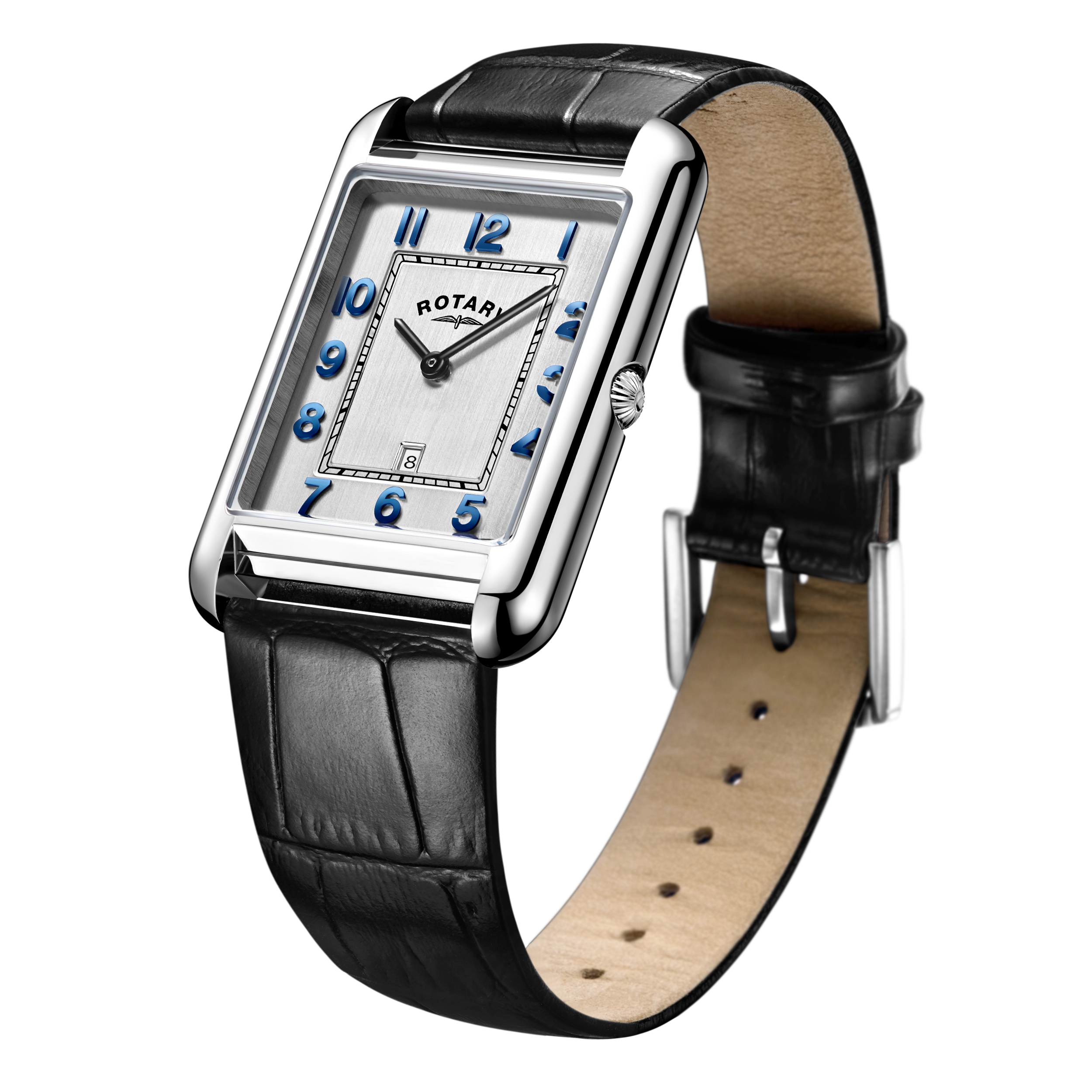 Rotary GS05280-70 dress watch in stainless steel with a black leather strap