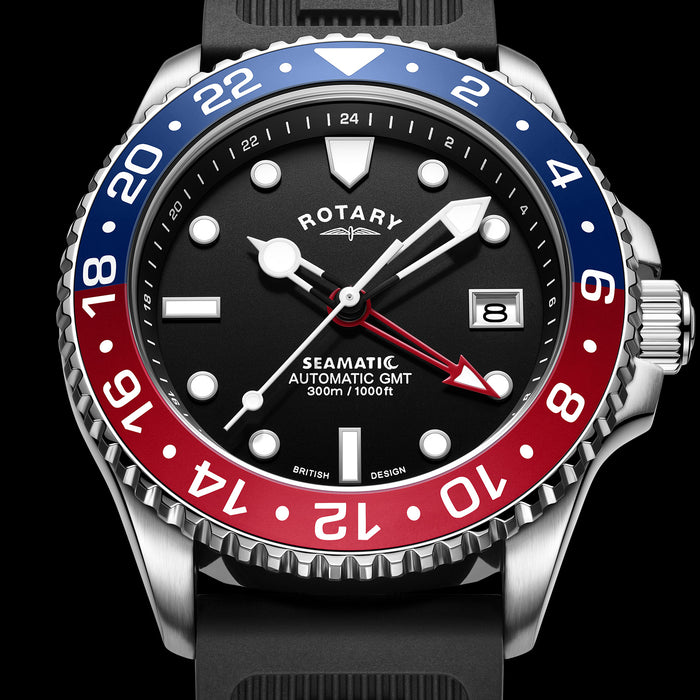 Gmt Automatic Rotary Seamatic 300 GMT Black Dial Automatic Watch - GS04378/95