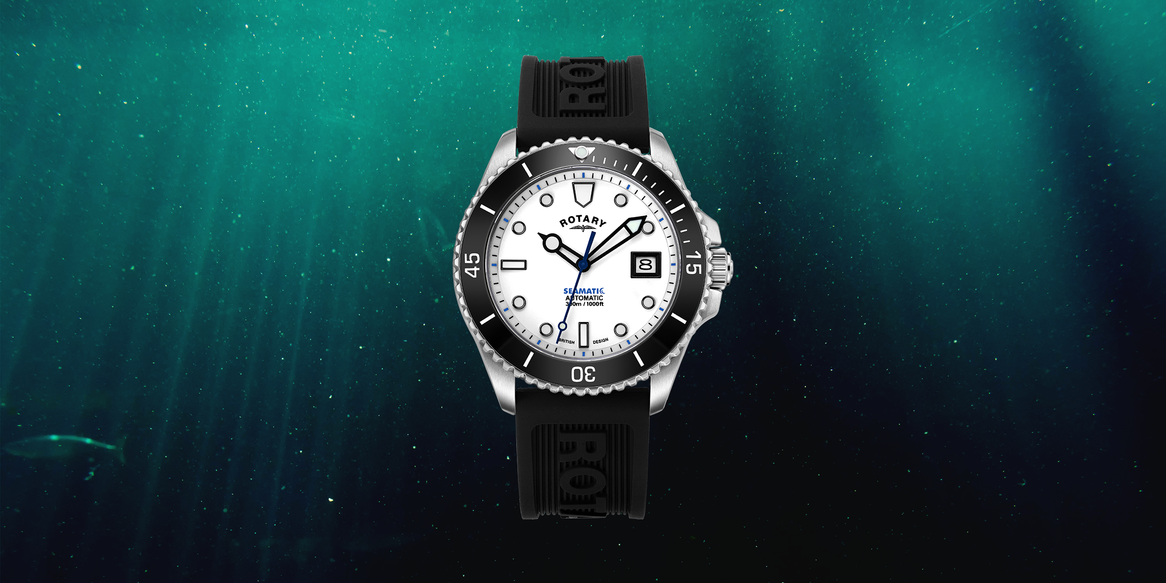 Rotary Seamatic Dive Watch being depicted underwater