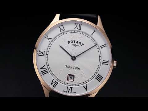 Rotary ultra slim white stainless steel watch sales
