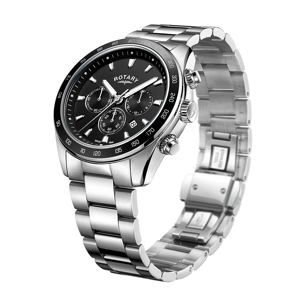 Henley Orologio Uomo In Acciaio Inossidabile GB05176 - Quadrante Analogico Al Quarzo, Bracciale Metallico, Impermeabile 100 Metri, Chiusura A Pulsante - Elegante E Sportivo