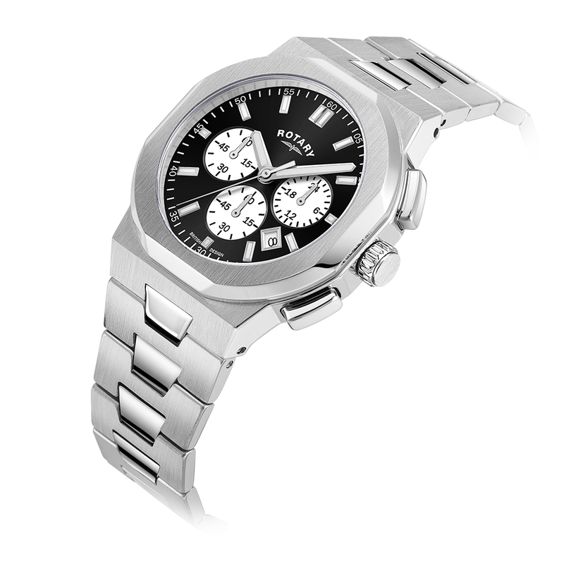 Rotary men's stainless 2025 steel bracelet chronograph watch