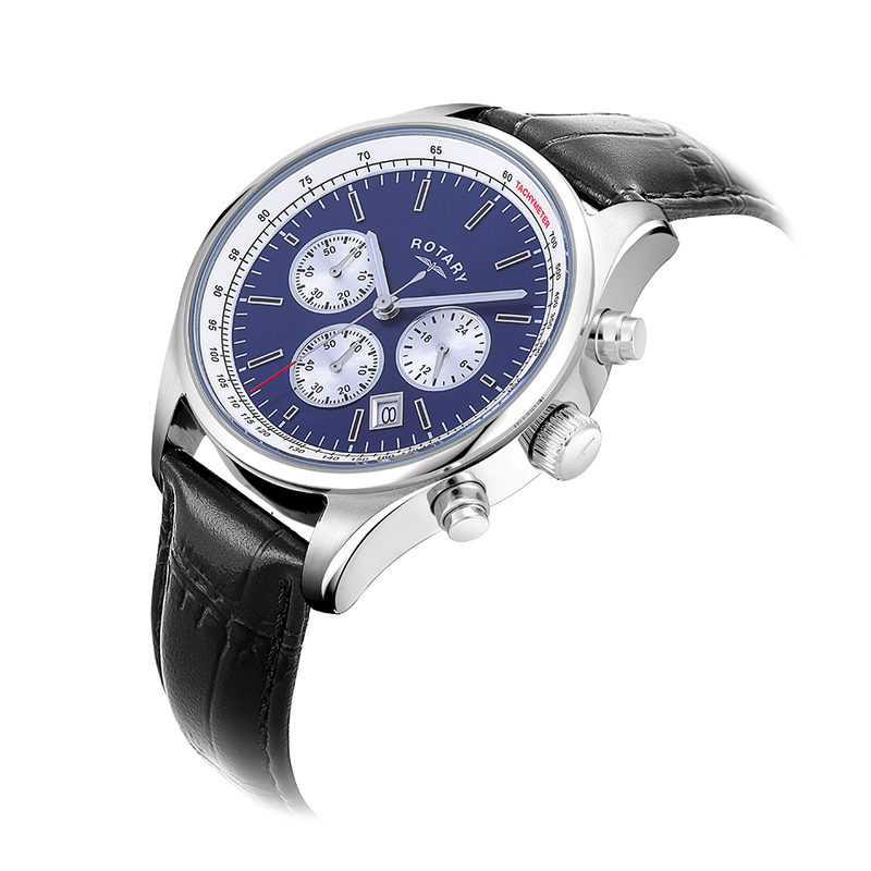 Rotary chronograph leather strap cheap