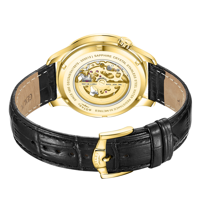 Mens rotary exclusive skeleton automatic watch cheap