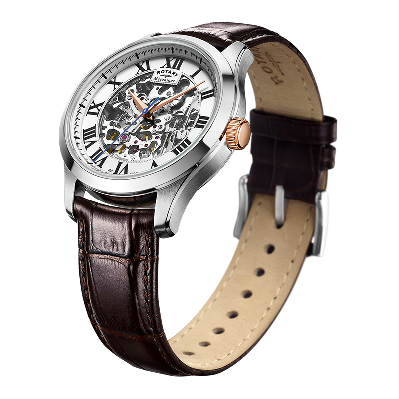 Rotary mecanique skeleton sales watch