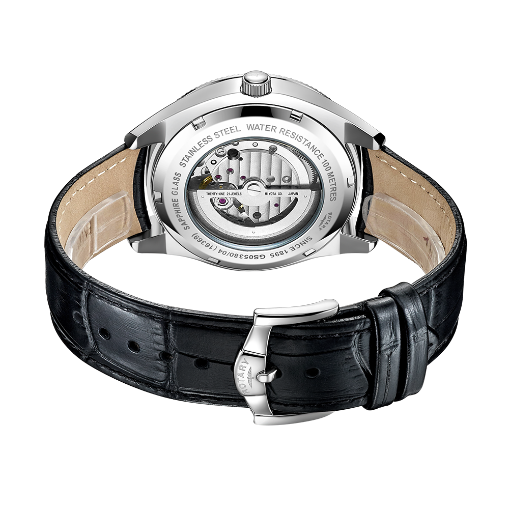 Rotary Orologio Automatico Uomo 40mm - Movimento Miyota A Cuore Aperto, Vetro Zaffiro, Bracciale Acciaio