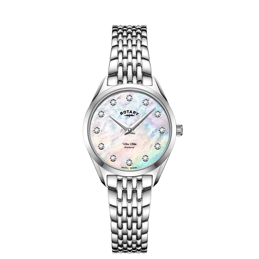 Reloj para mujer con juego de diamantes ultradelgado giratorio - LB08010/07/D