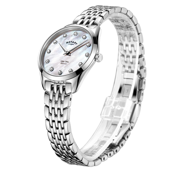 Reloj para mujer con juego de diamantes ultradelgado giratorio - LB08010/07/D