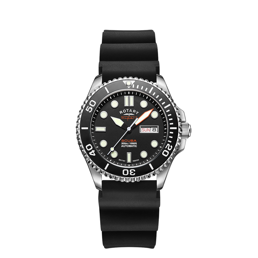 Reloj Rotary Super7 SCUBA para hombre con correa de caucho - S7S001S