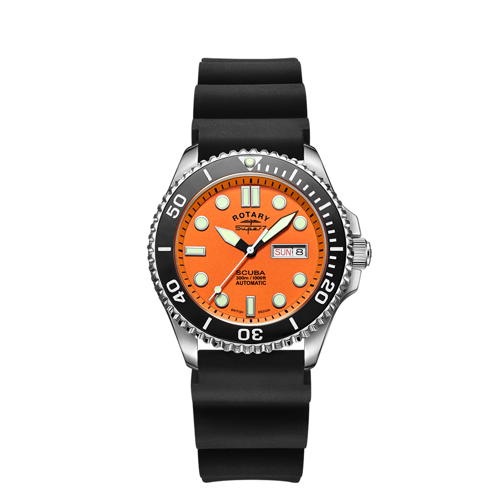 Reloj Rotary Super7 SCUBA para hombre con correa de caucho - S7S002S