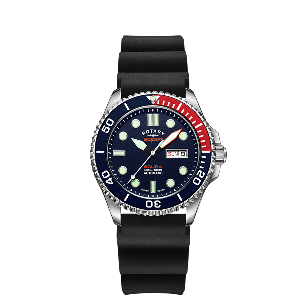 Reloj Rotary Super7 SCUBA para hombre con correa de caucho - S7S004S